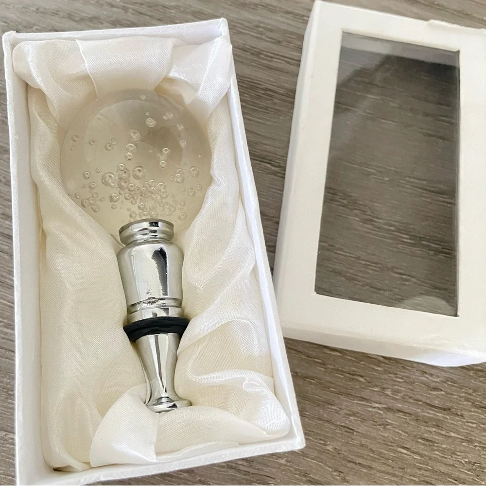 Z Gallerie- Bubble Glass Wine Stopper- vintage never used in original package